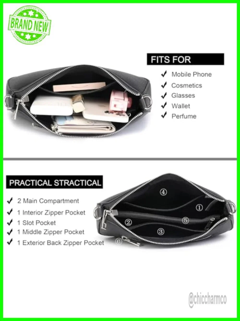 PU Leather Hobo Shoulder Bag Removable Strap Crossbody Purse